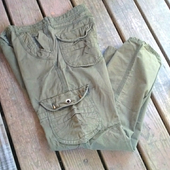 Olive drab cargo jeans pants - Picture 2 of 3